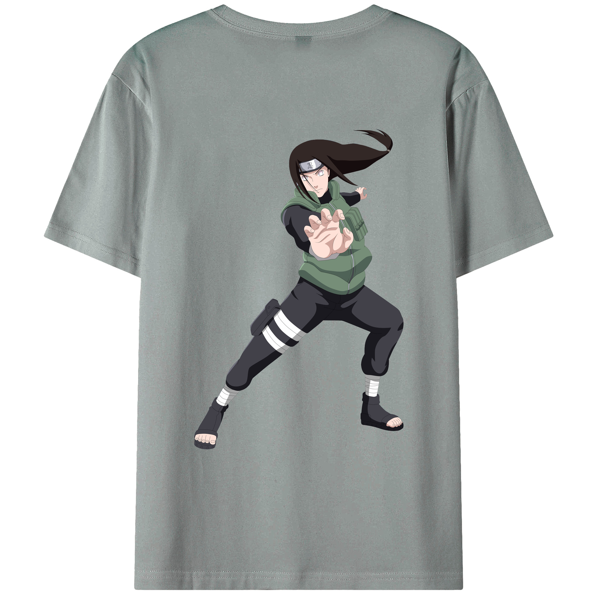 （画像用） NARUTO -ナルト- 日向ネジ Hyūga Neji 綿100％ メンズ半袖Tシャツ（バックプリント） 通気性